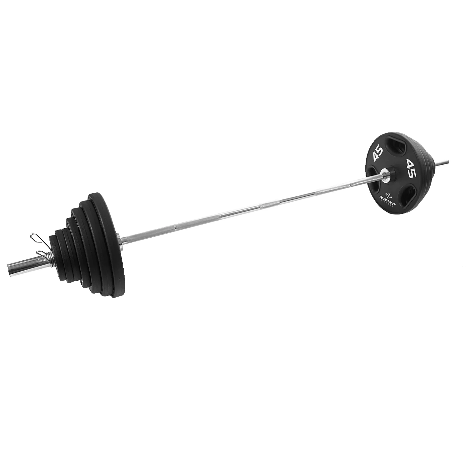 Element Fitness - 300lb Virgin Rubber Olympic Pro Plate Set with Bar Kit - Image 12